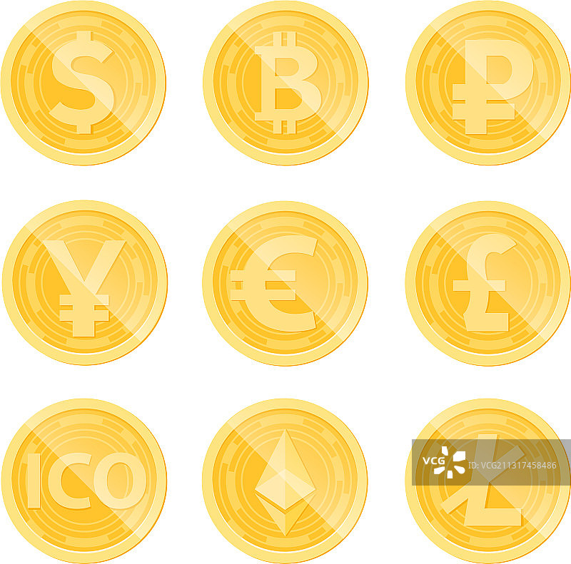 白色背景上的金色货币图片素材