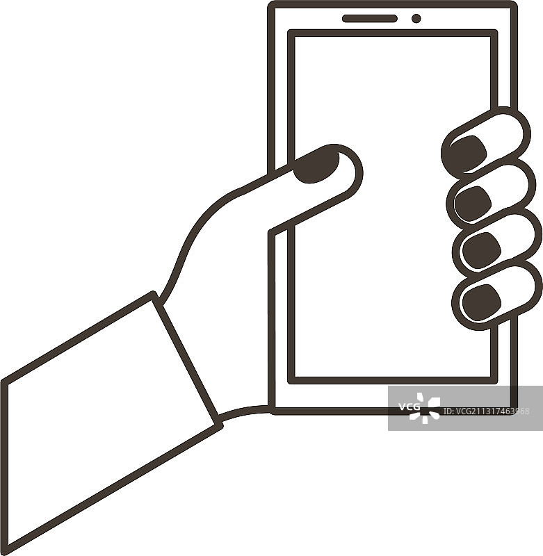 手持竖版智能手机线性图标图片素材