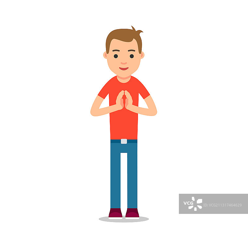 站立并打招呼的年轻男人图片素材