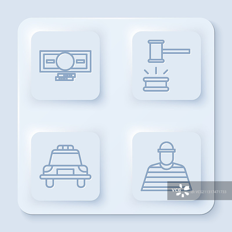 纸币现金堆与法官锤线条组合图片素材