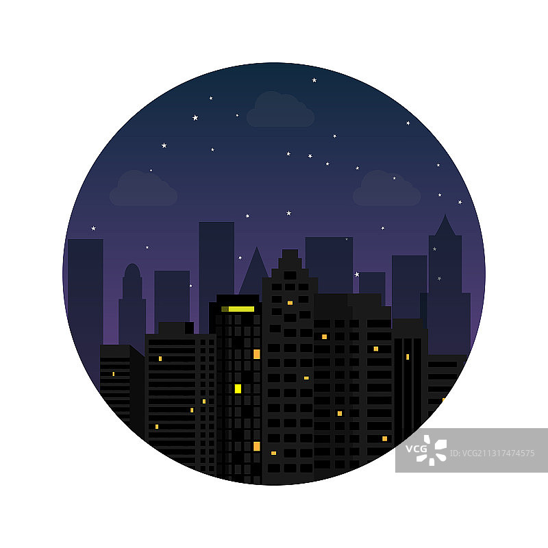 星空下的城市夜景轮廓图片素材