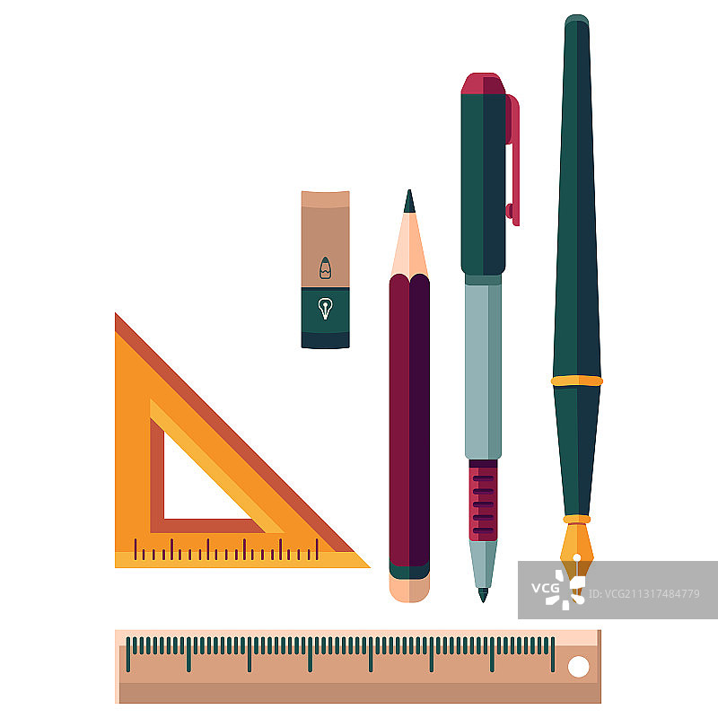 白色背景上的绘图工具图片素材