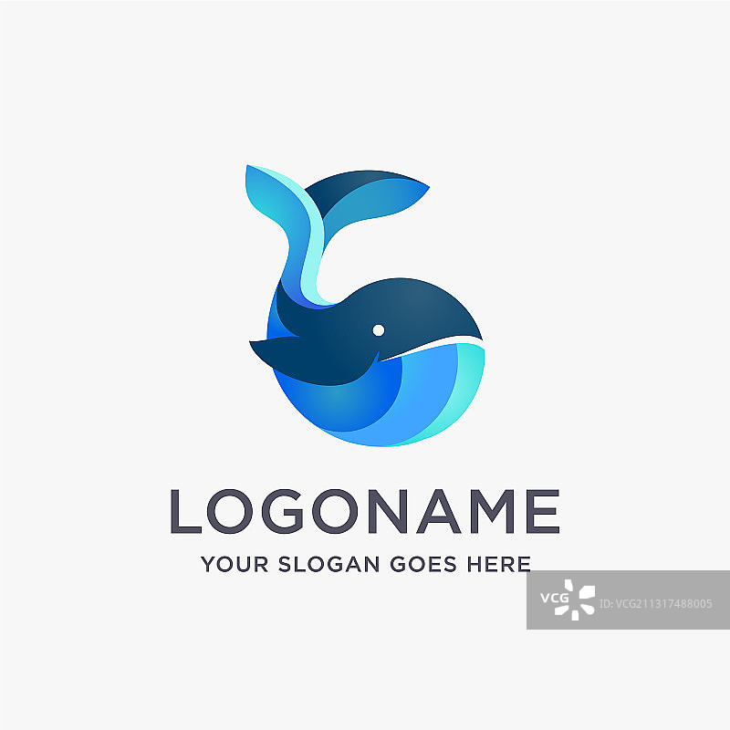 现代趣味鲸鱼Logo图标模板图片素材