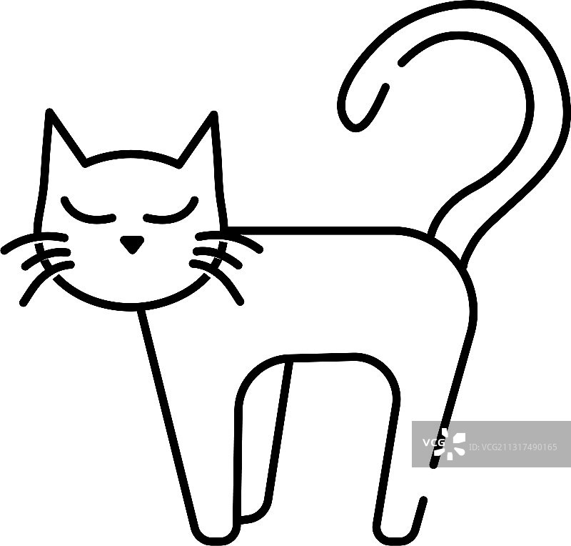 万圣节黑猫线条风格图标图片素材