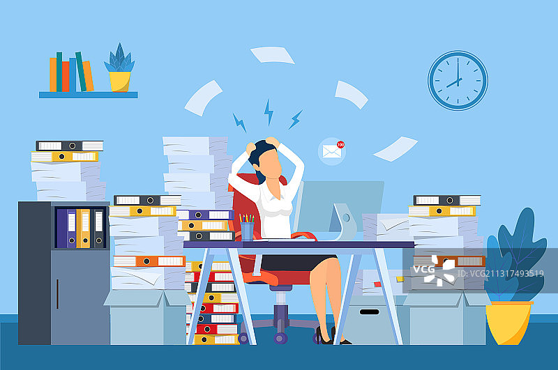 疲惫和恼火的办公室职员图片素材