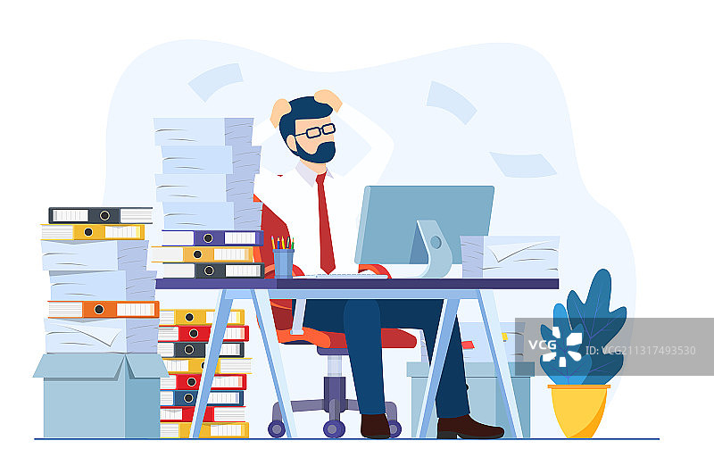 疲惫和恼火的办公室职员图片素材