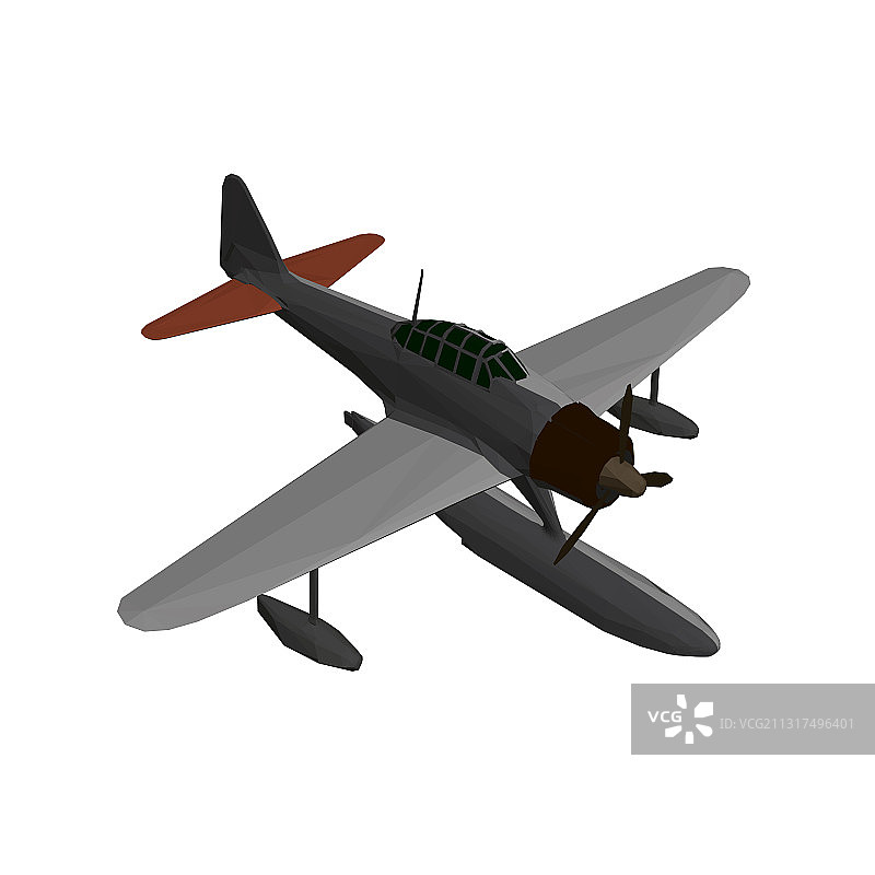 低多边形水上起降飞机图片素材