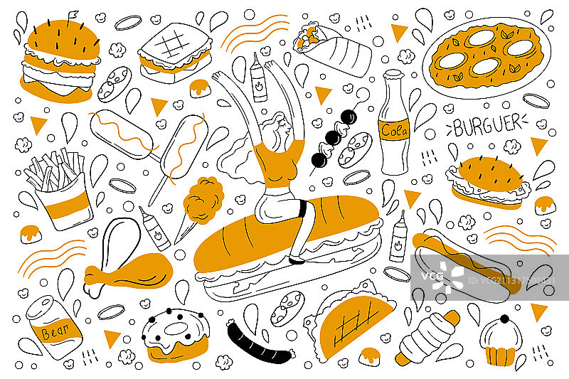 快餐涂鸦合集图片素材