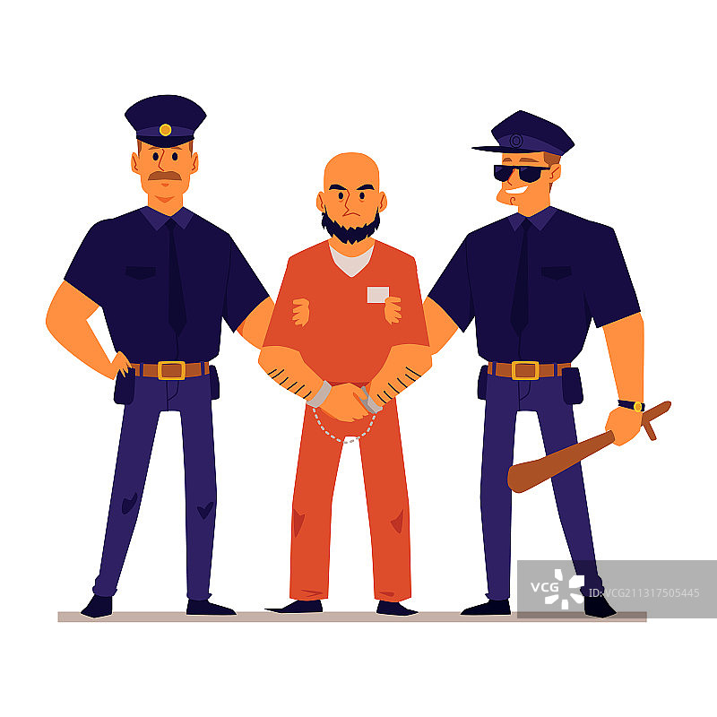 卡通警察逮捕罪犯图片素材
