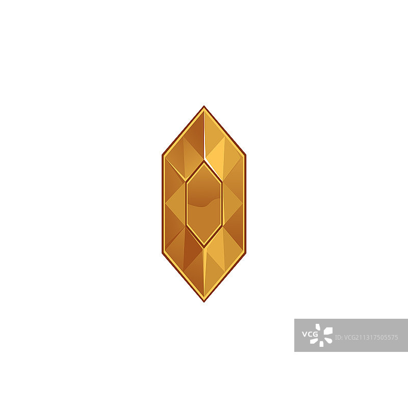 黄色钻石或托帕石宝石水晶卡通图标图片素材