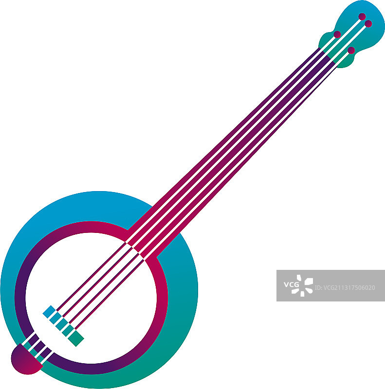 班卓琴弦乐器线条和填充样式图标图片素材