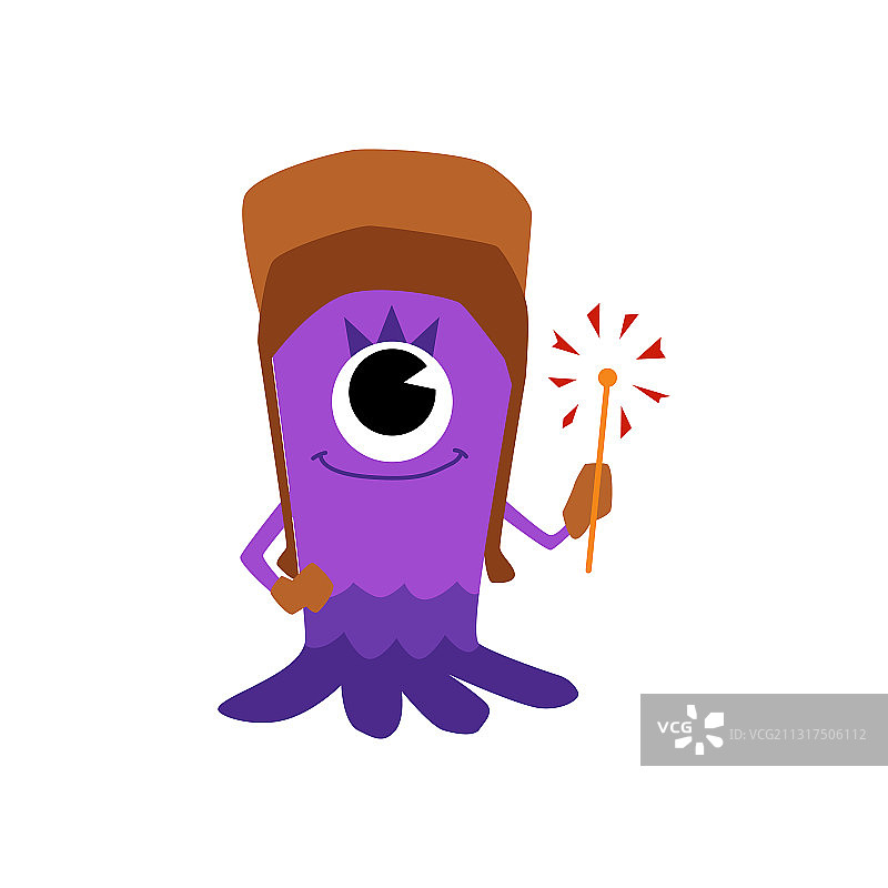 可爱的卡通独眼魔法怪兽图片素材