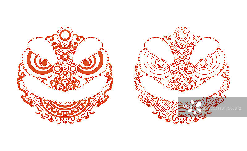 传统的舞狮子头线条图案图片素材