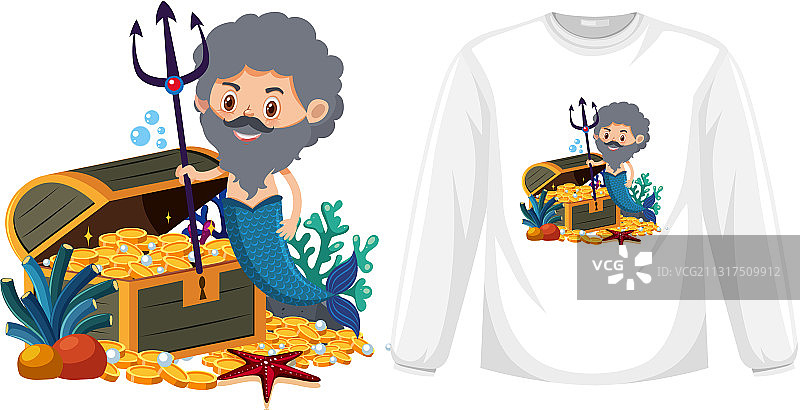 长袖衬衫上的美人鱼图片素材