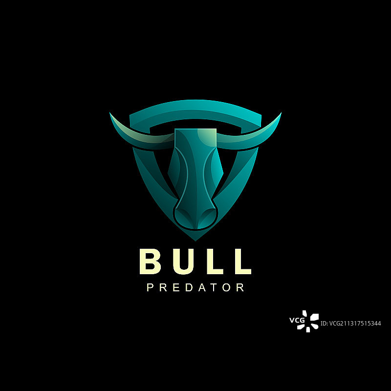 渐变彩色风格的公牛标志图片素材