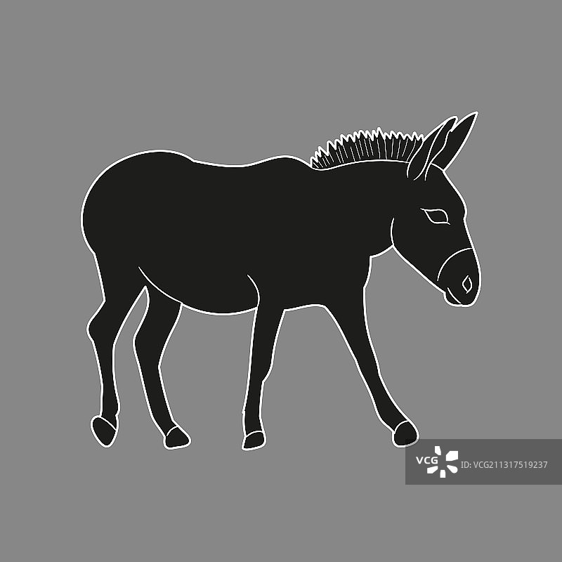 孤立的驴骡剪影图片素材