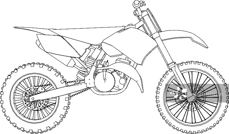 白色背景上的摩托车素描图片素材