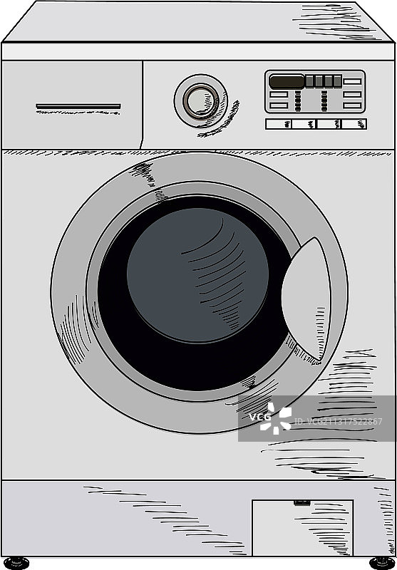 白色背景上的洗衣机技术图片素材