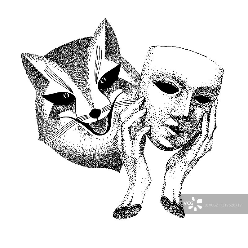 戴面具的狡猾狐狸图片素材