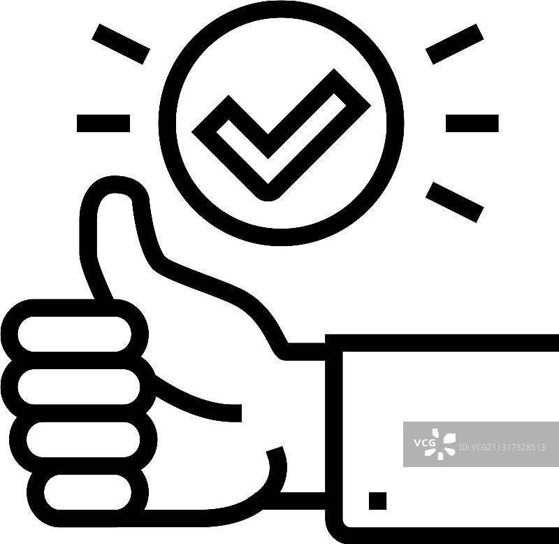 良好和批准的姿势线条图标图片素材