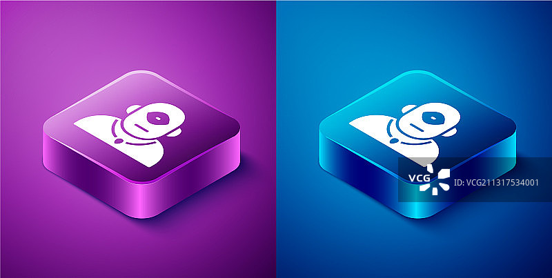 2.5D独眼巨人图标，蓝紫色背景图片素材