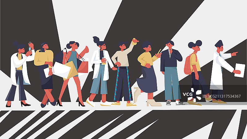 扁平风人物情绪板 高级灰风格图片素材