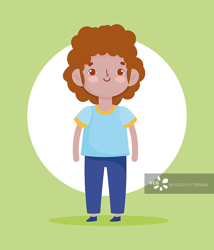 可爱卷发男童学生校服图片素材