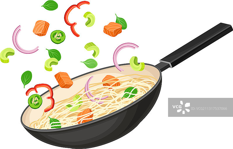 中式炒乌冬面图片素材