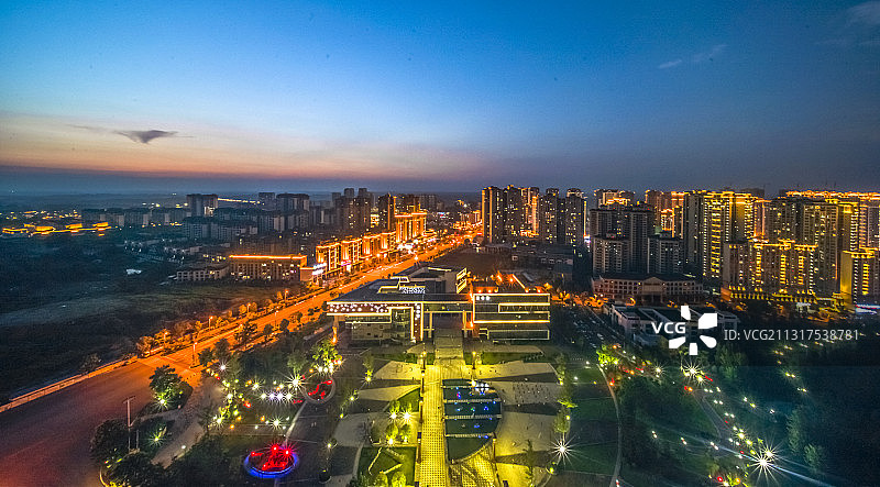 城市朝霞与夜景图片素材