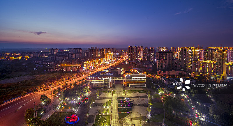 城市朝霞与夜景图片素材