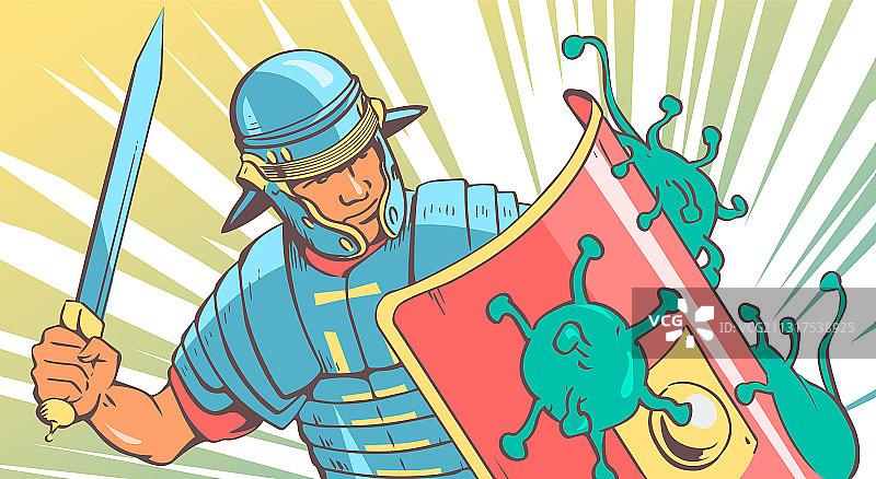 罗马军团士兵对抗冠状病毒图片素材