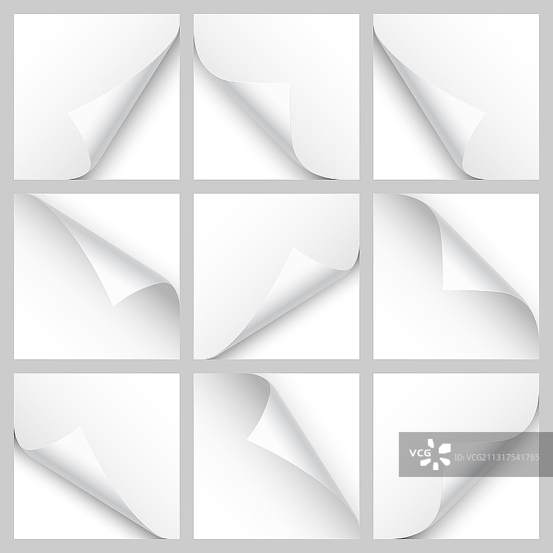 透明背景上带有阴影的卷曲页角图片素材