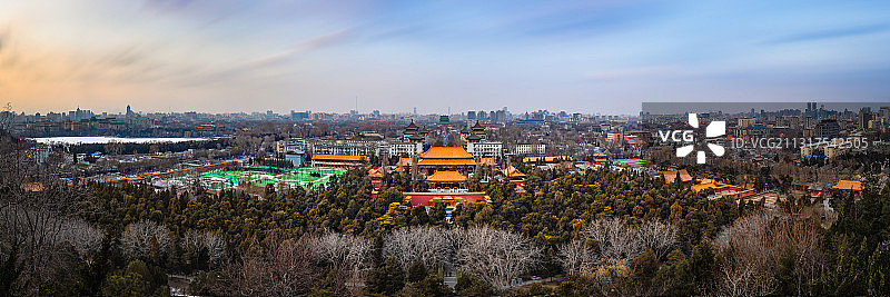 冬日夕阳下从景山上眺望北京中轴线全景图片素材