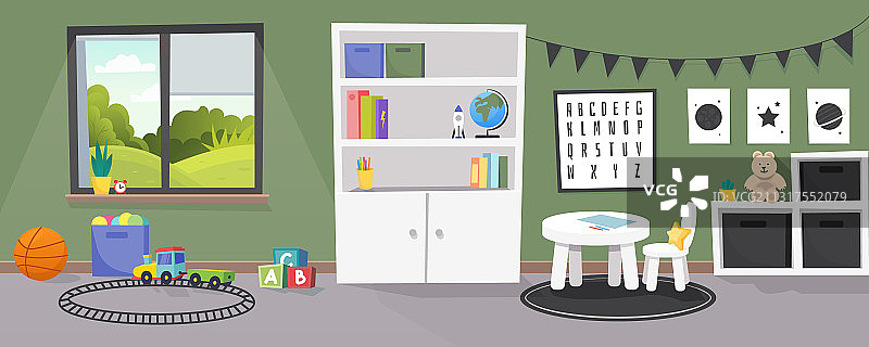 幼儿园或儿童房内部空卡通图片素材