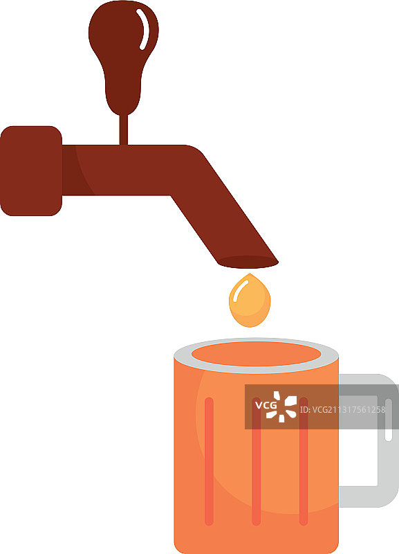 水龙头和啤酒杯图标扁平风格图片素材