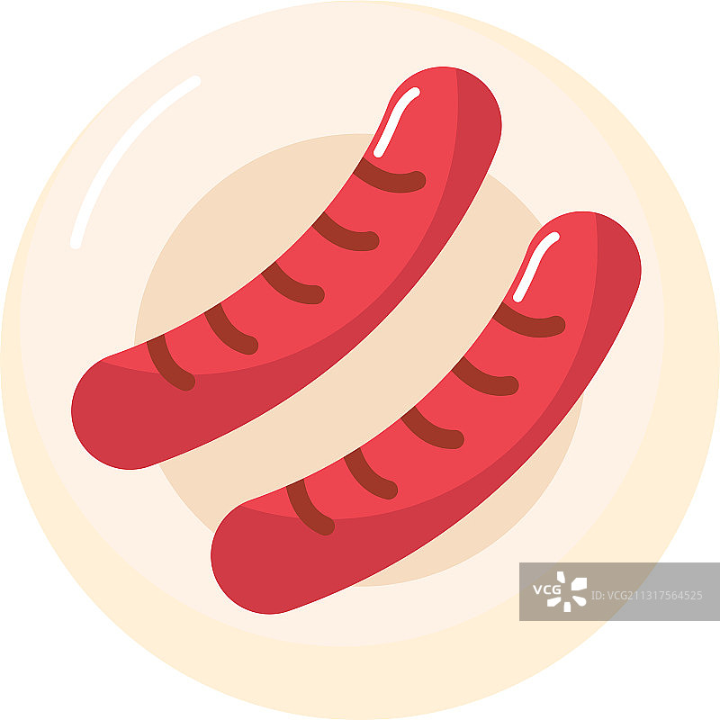 香肠餐盘图标（扁平风格）图片素材