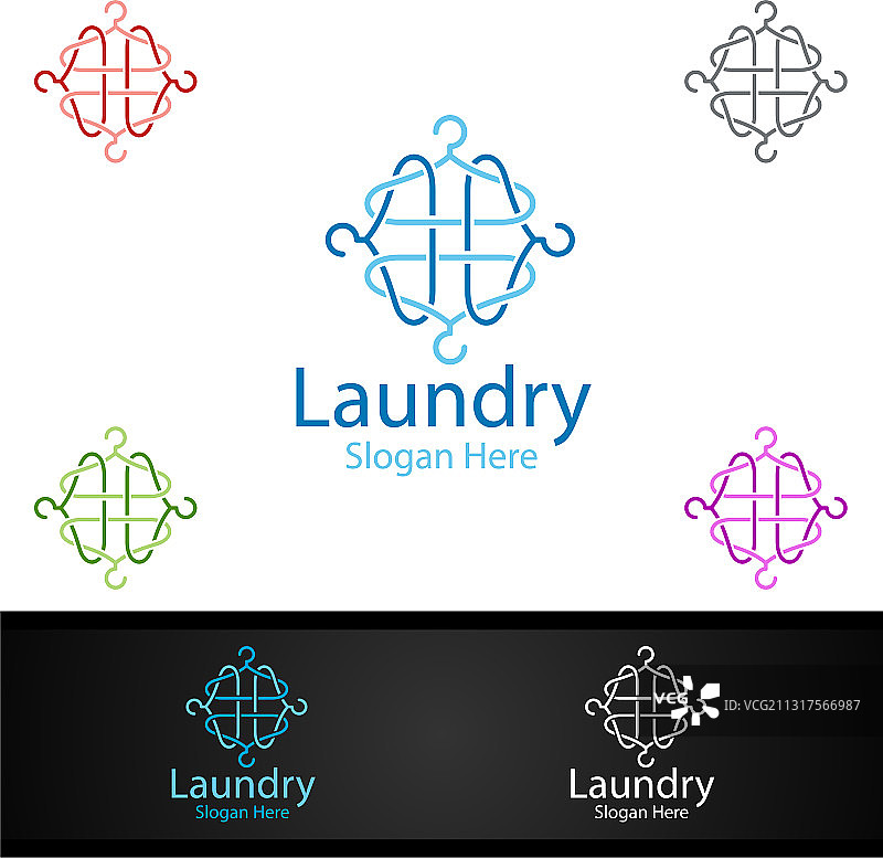 带衣服的洗衣店干洗店衣架标志图片素材