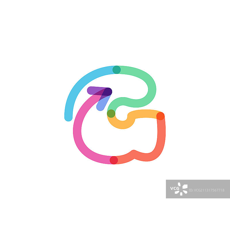彩虹箭头G字母线条标志图片素材