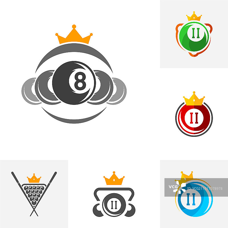 台球Logo设计运动标签套装图片素材