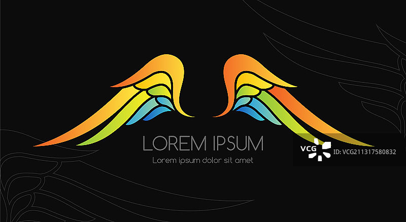 简约风格的彩色翅膀徽章图片素材