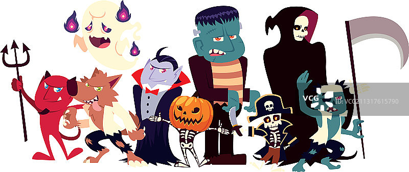万圣节卡通群组设计图片素材