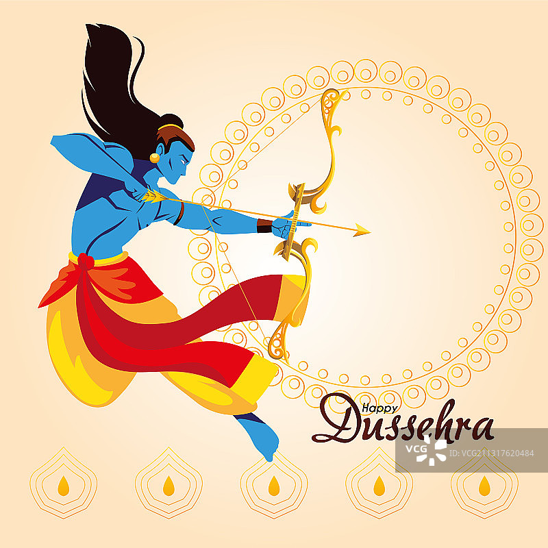 手持弓箭的罗摩勋爵卡通形象图片素材