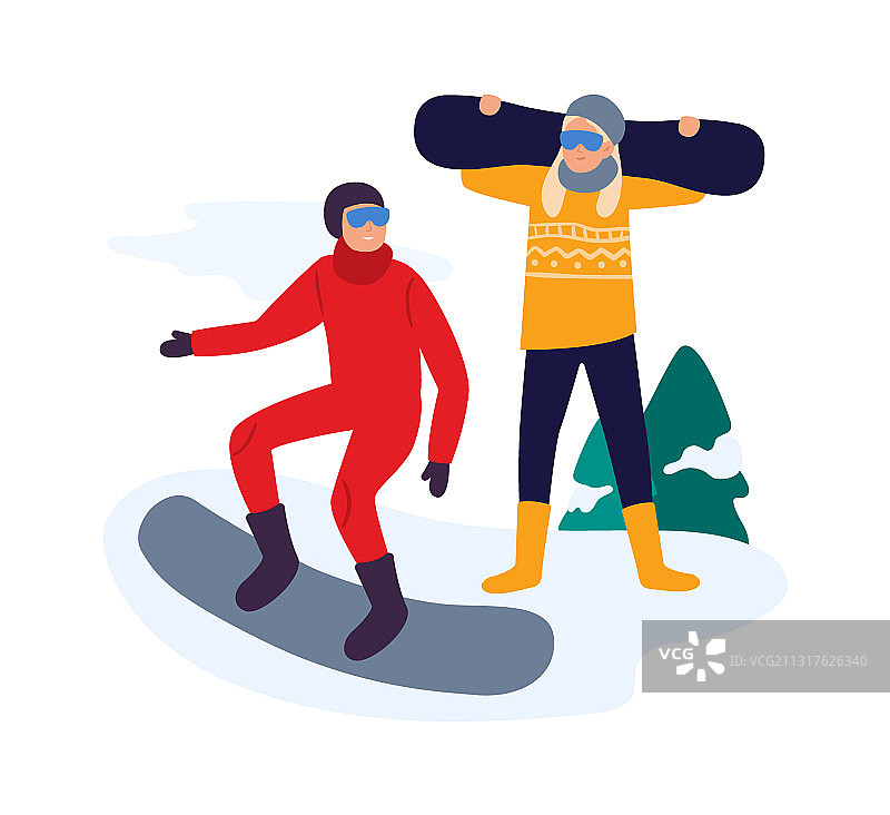 冬季朋友滑雪活动图片素材