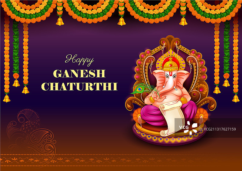甘尼什 Chaturthi 节象头神背景图片素材