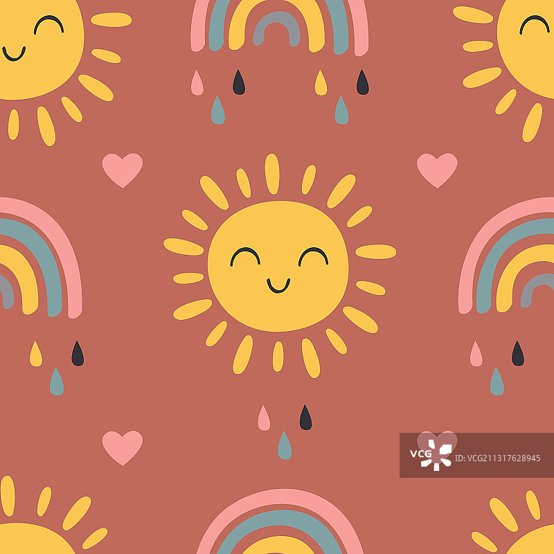 巴松管和彩虹无缝图案图片素材