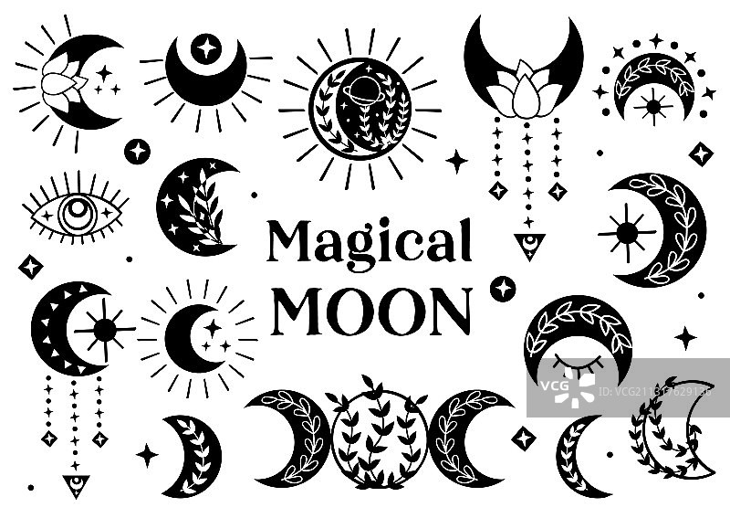 黑色魔法月亮图标图片素材