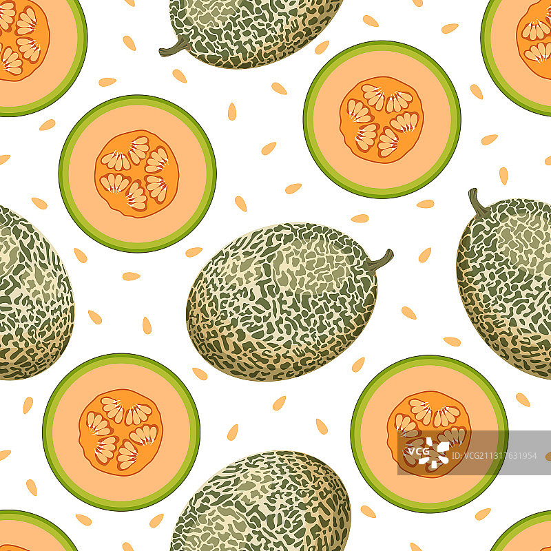 白色背景上的甜瓜无缝图案图片素材
