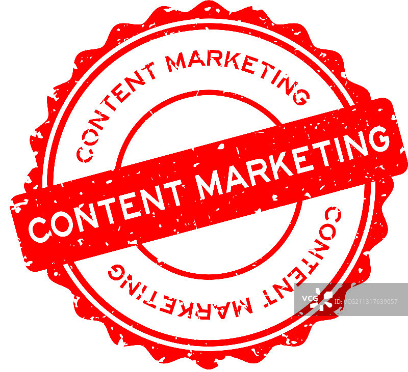 内容营销文字红色做旧风圆形橡胶印章图片素材