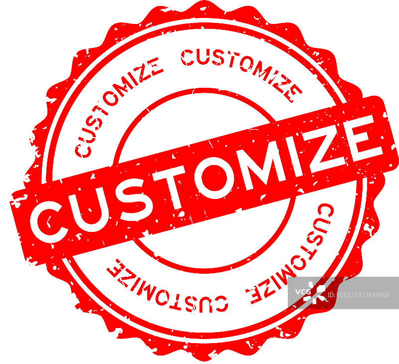 红色定制词语圆形橡胶印章图片素材