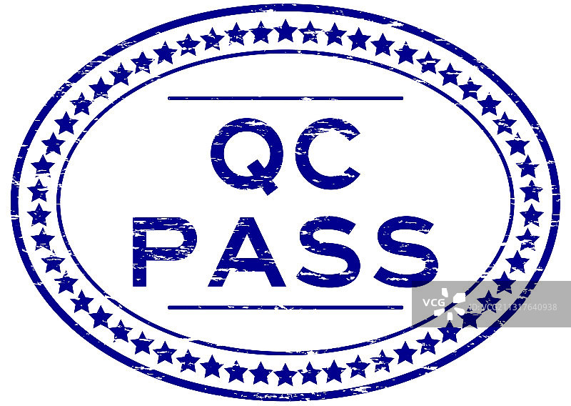 蓝色Grunge风格QC通过椭圆形橡胶印章图片素材